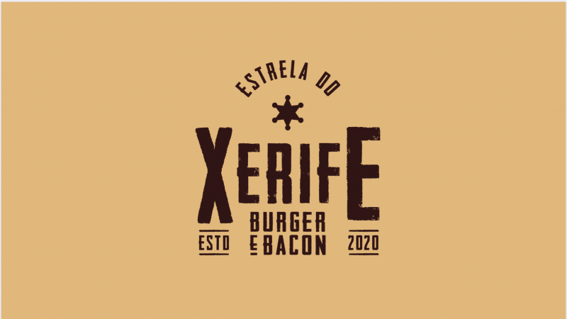 Logomarca de Estrela do xerife Burger e churrasco